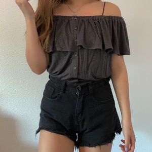 American Eagle gray off the shoulder top-medium